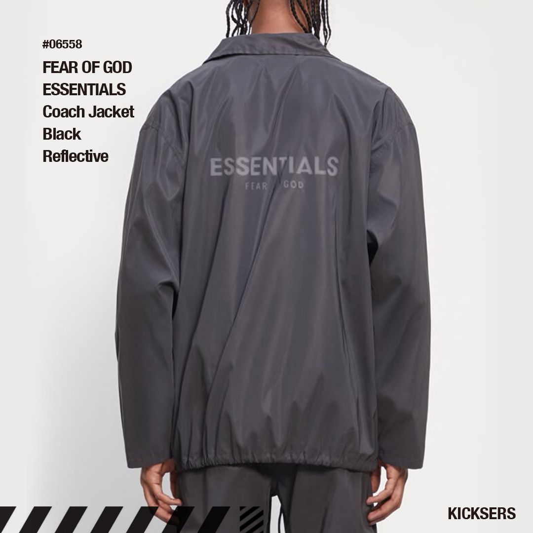 人気話題！FOG ESSENTIALS Coach Jacket Black Reflective (FEAR OF