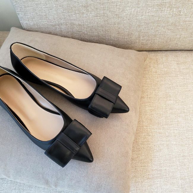 k/ポインテッドトゥ☆リボン☆フラットシューズ・5色 (フラット