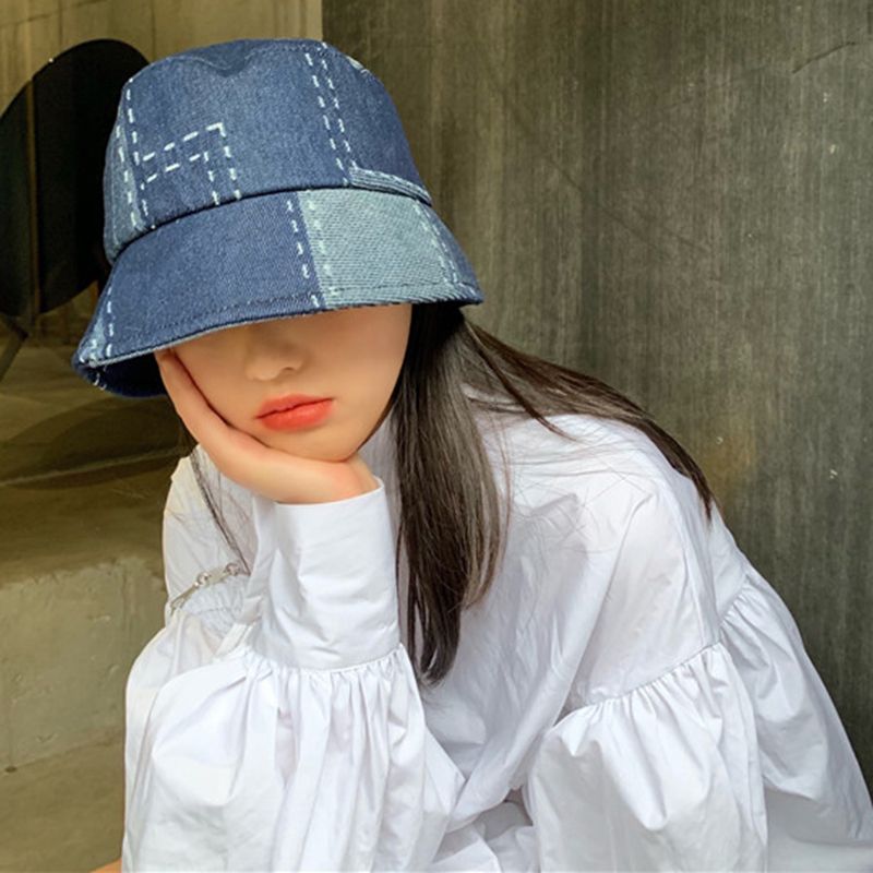 デニム パッチワーク デザイン バケットハット バケハ (ハット