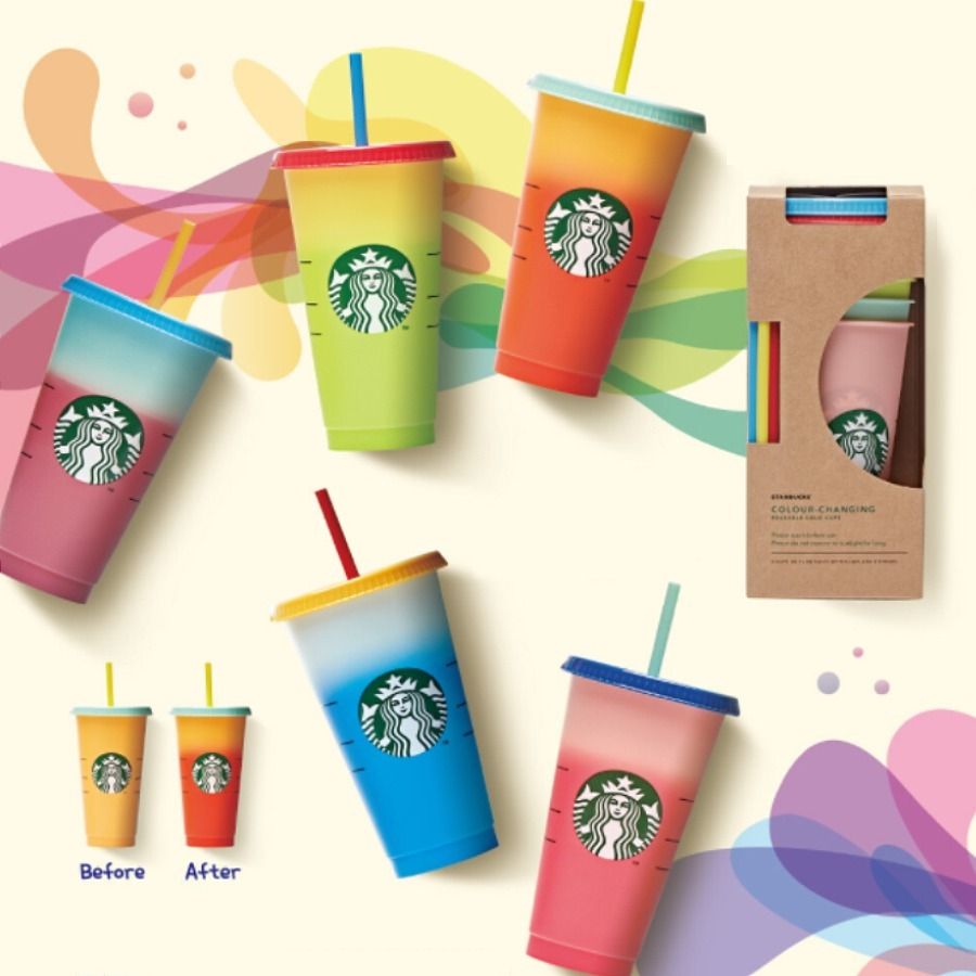 スタバ韓国】☆カラーチェンジ リユーザブル カップ セット (Starbucks