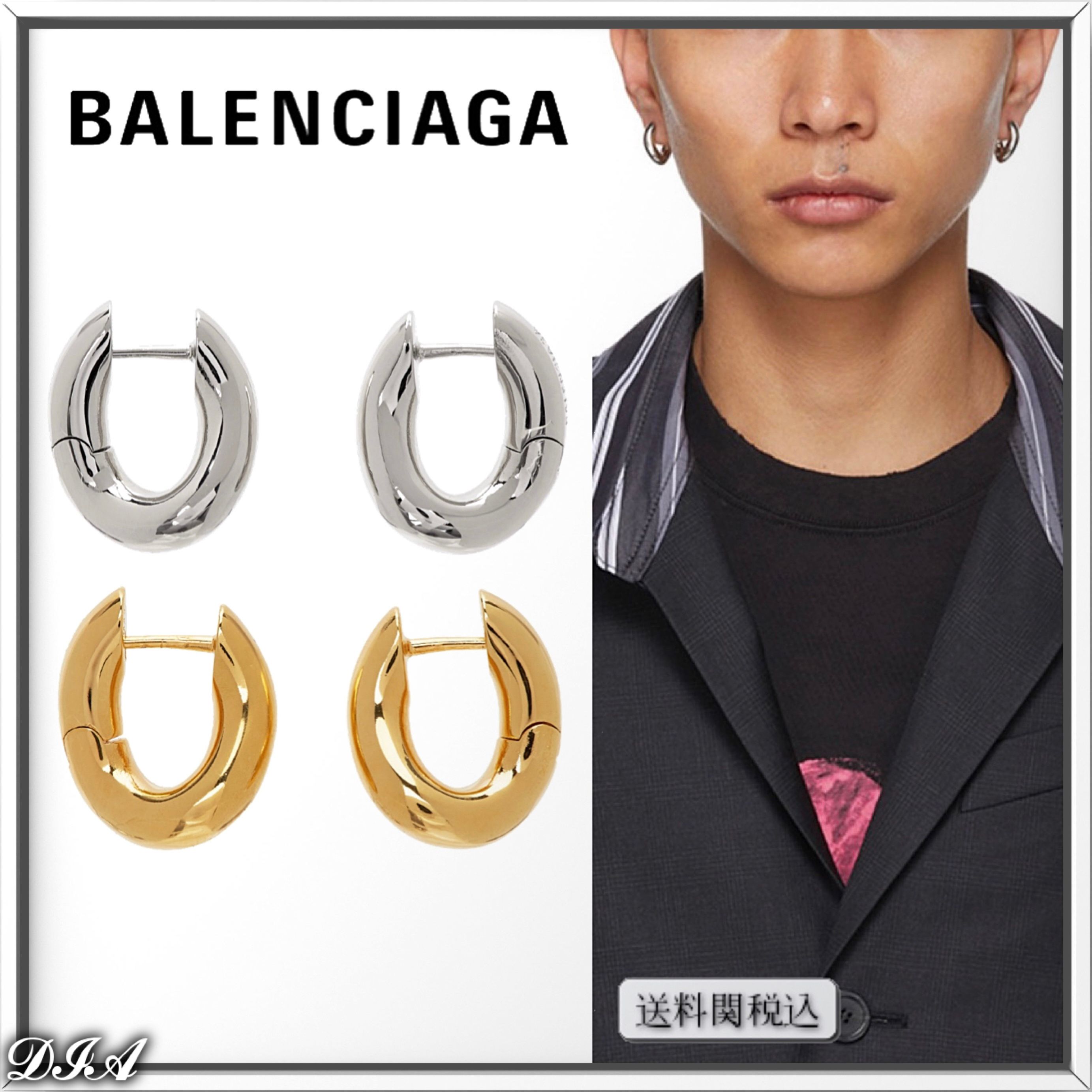 BALENCIAGA ロゴ メタル フープピアス 人気 (BALENCIAGA/ピアス