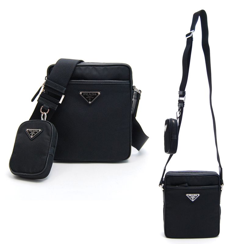 関税負担なし☆ナイロンxサフィアーノレザー クロスボディバッグ