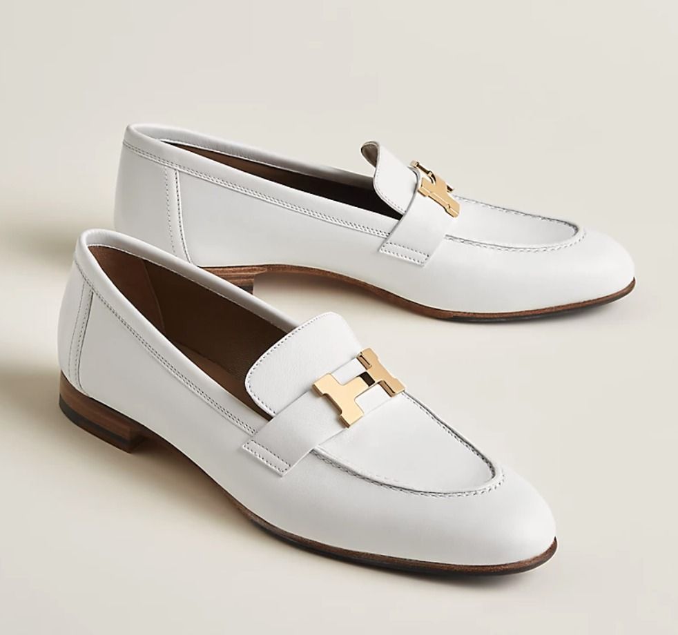 完売必至! 【エルメス】 モカシン パリ ローファー 白 レザー (HERMES