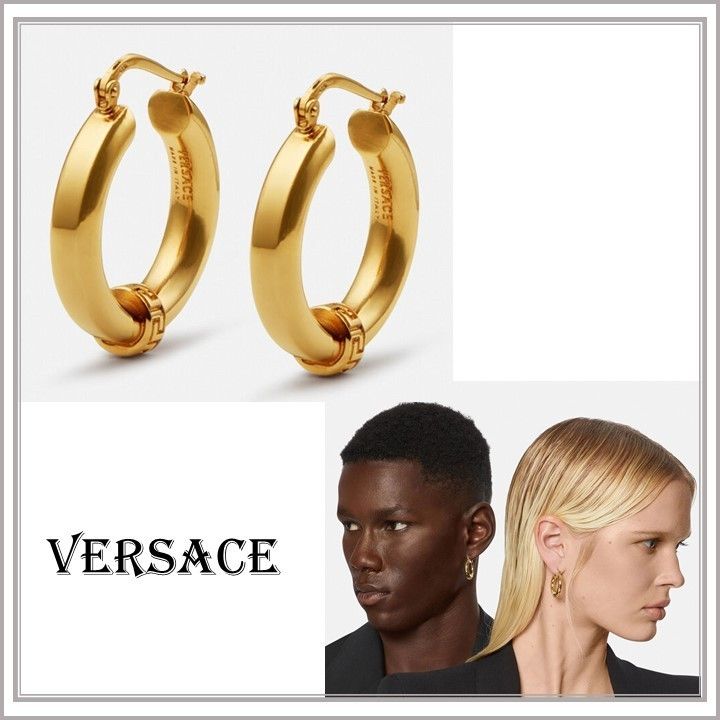 関税込】新作◇VERSACE◇グレカ スモール フープ ピアス (VERSACE