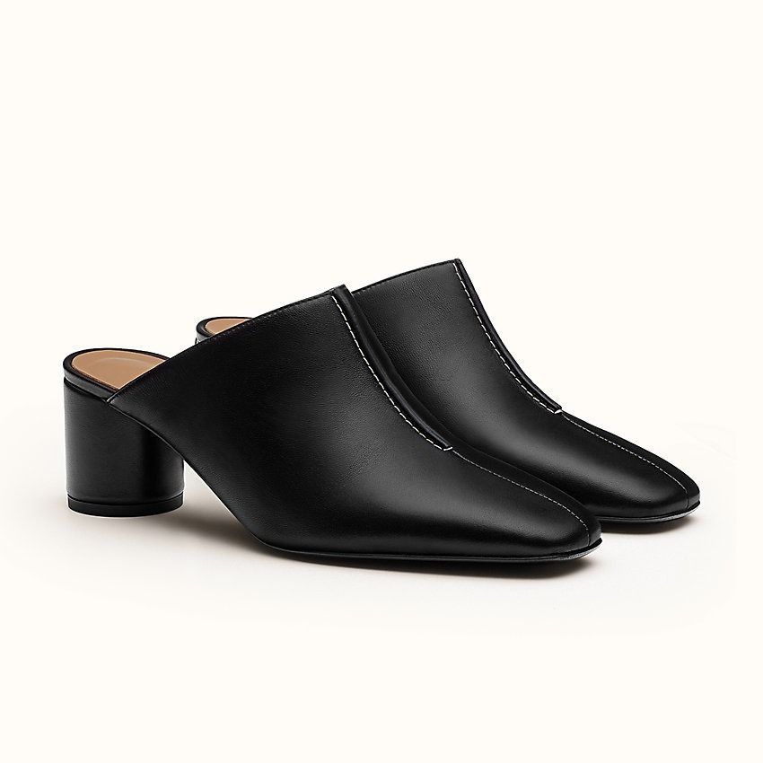 日本未入荷! 【エルメス】 ミュール ディテール レザー ヒール (HERMES