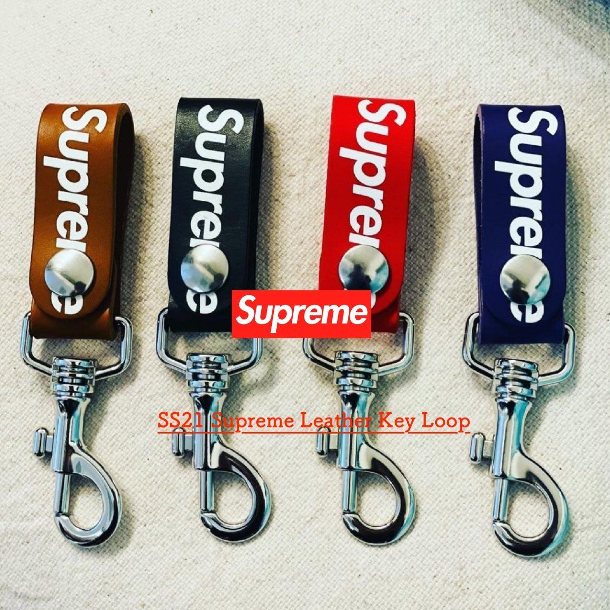 SS21 Supreme Leather Key Loop - シュプリーム キーホルダー (Supreme