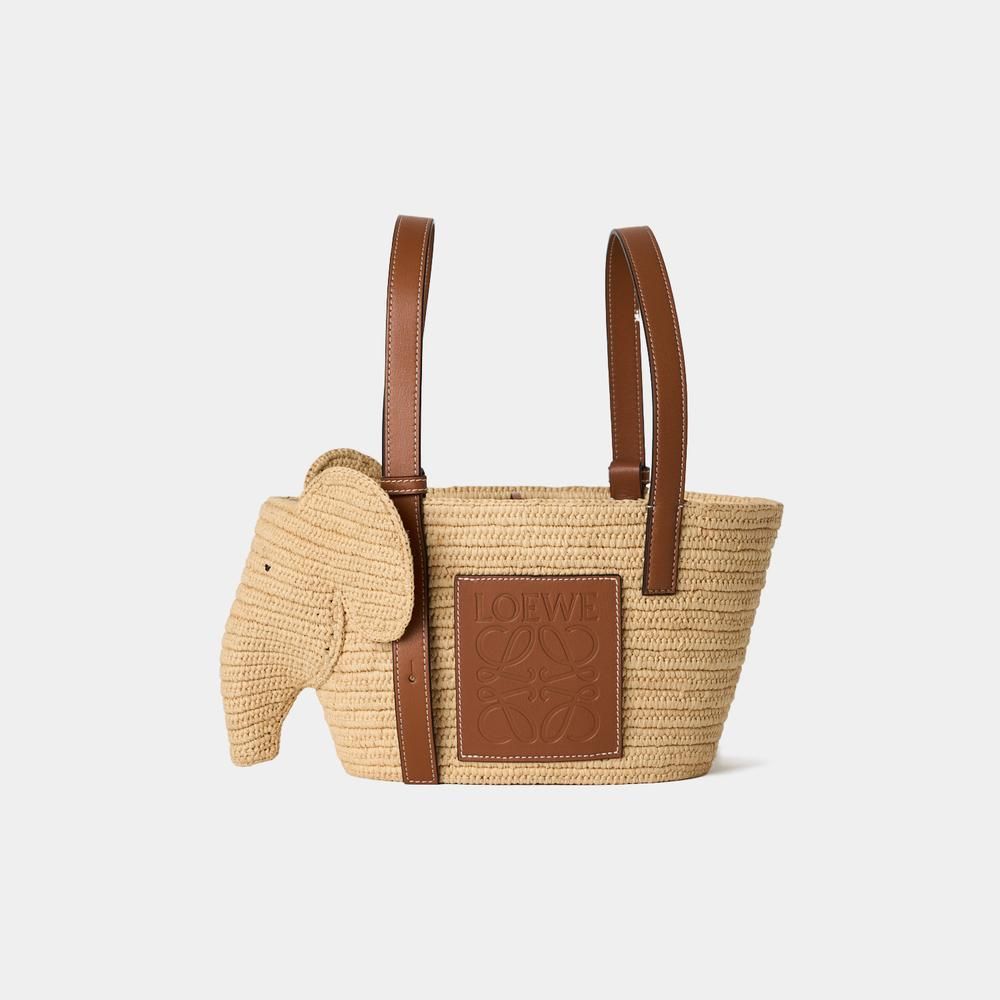 21新作 ロエベ ラフィア＆カーフ製エレファントバスケットバッグ