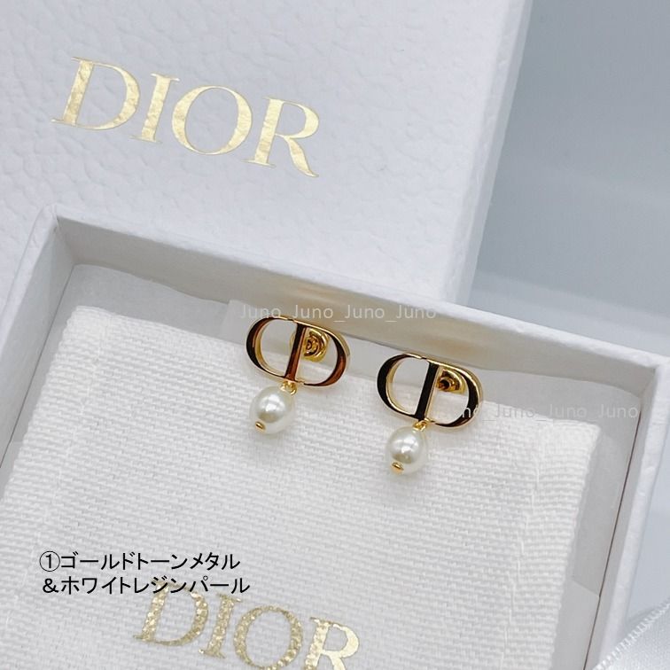 DIOR PETIT CD ピアス メタル レジンパール シグネチャー 国内発 (Dior
