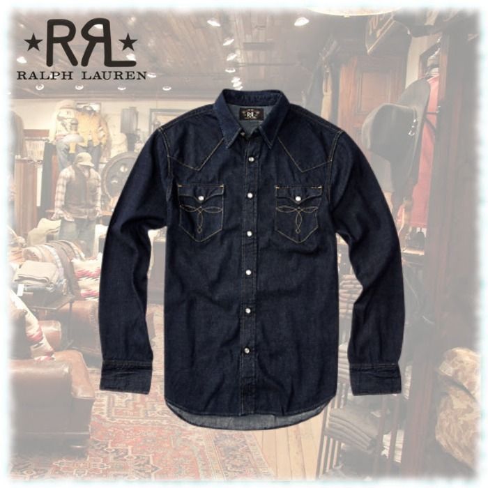 希少☆ RRL(ダブルアールエル) デニム ウエスタンシャツ (RRL/シャツ