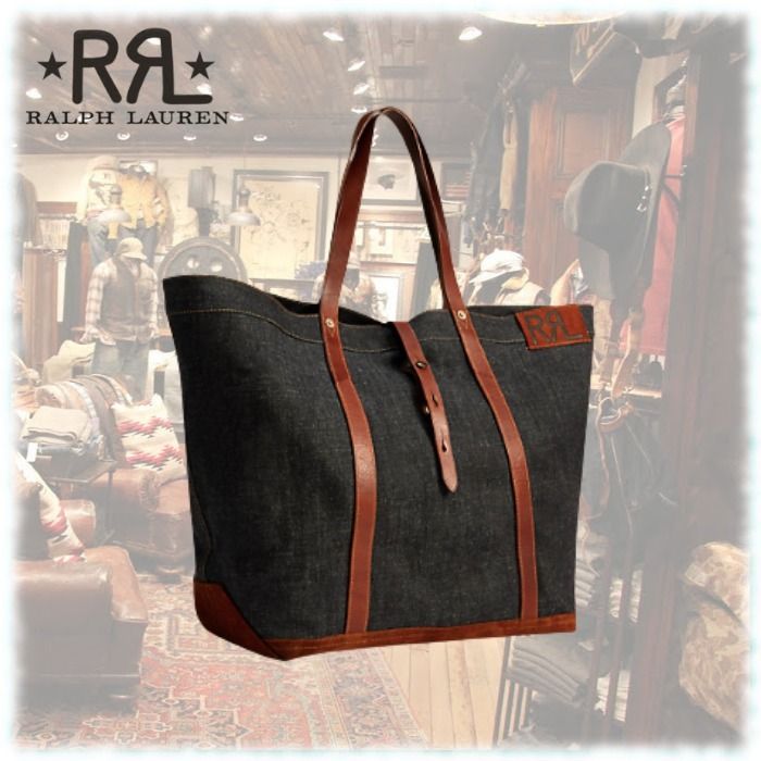 希少☆ RRL(ダブルアールエル) デニム ロゴ トートバッグ (RRL/トート
