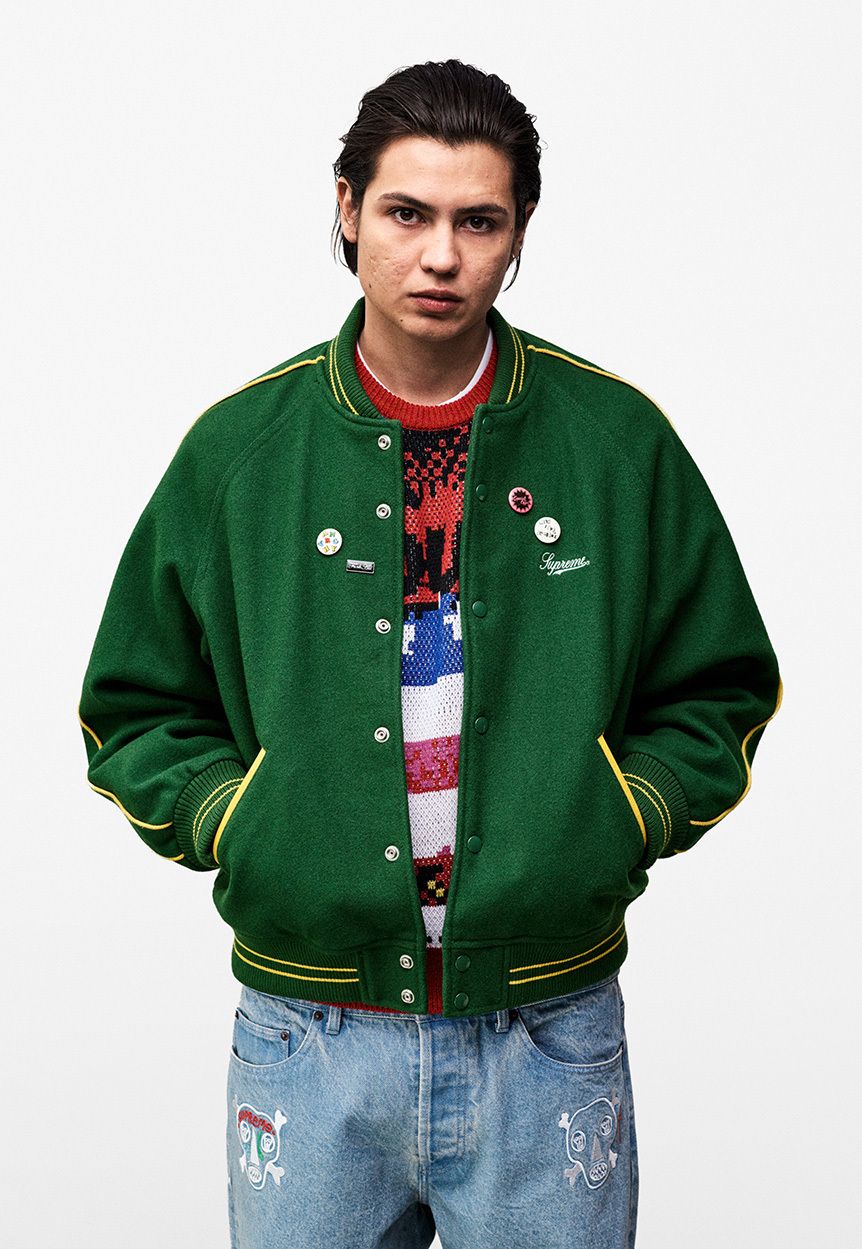 Supreme Jamie Reid It's All Bollocks Varsity Jacket Green (Supreme