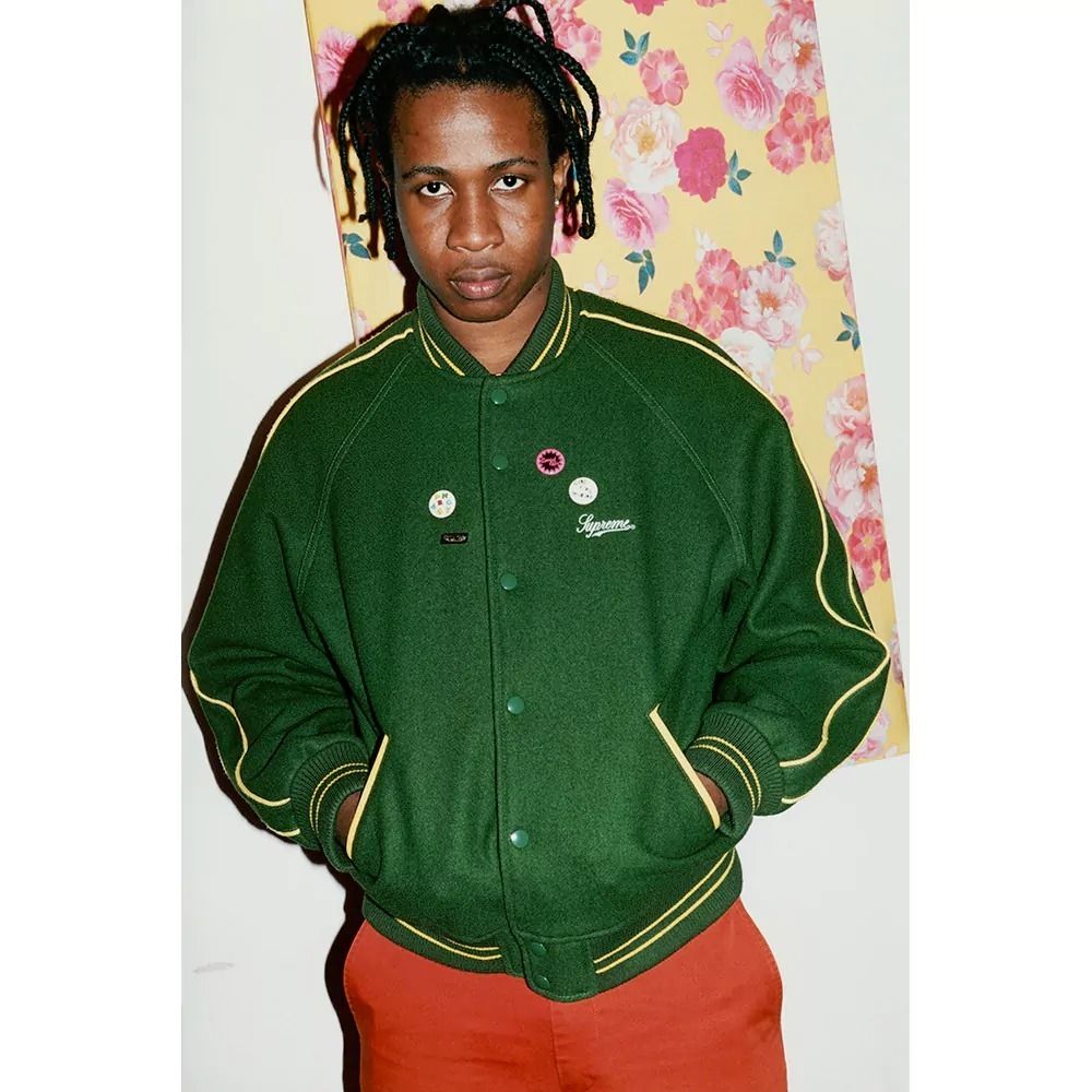 Supreme Jamie Reid It's All Bollocks Varsity Jacket Green (Supreme