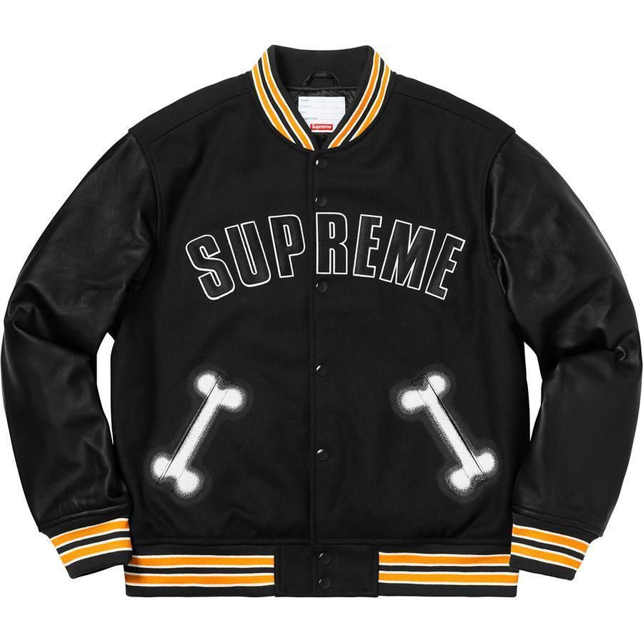 Supreme Bone Varsity Jacket Black シュプリーム スタジャン (Supreme