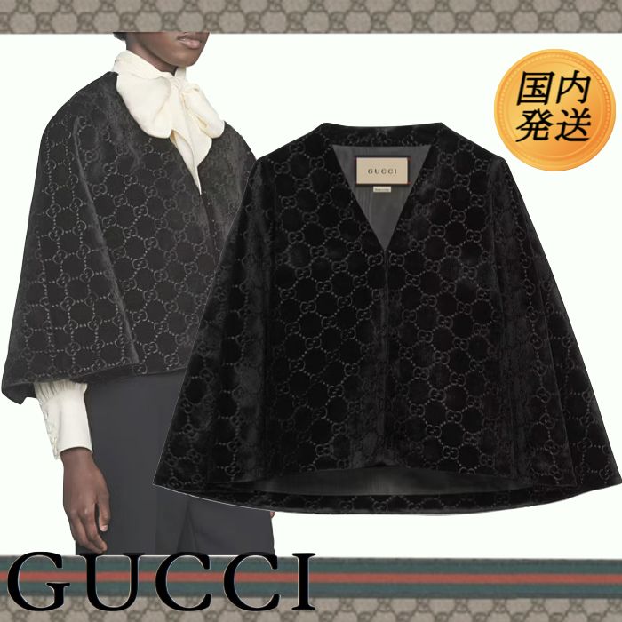 国内発送☆GUCCI】GG ベルベット モノグラム ロゴ ケープ (GUCCI