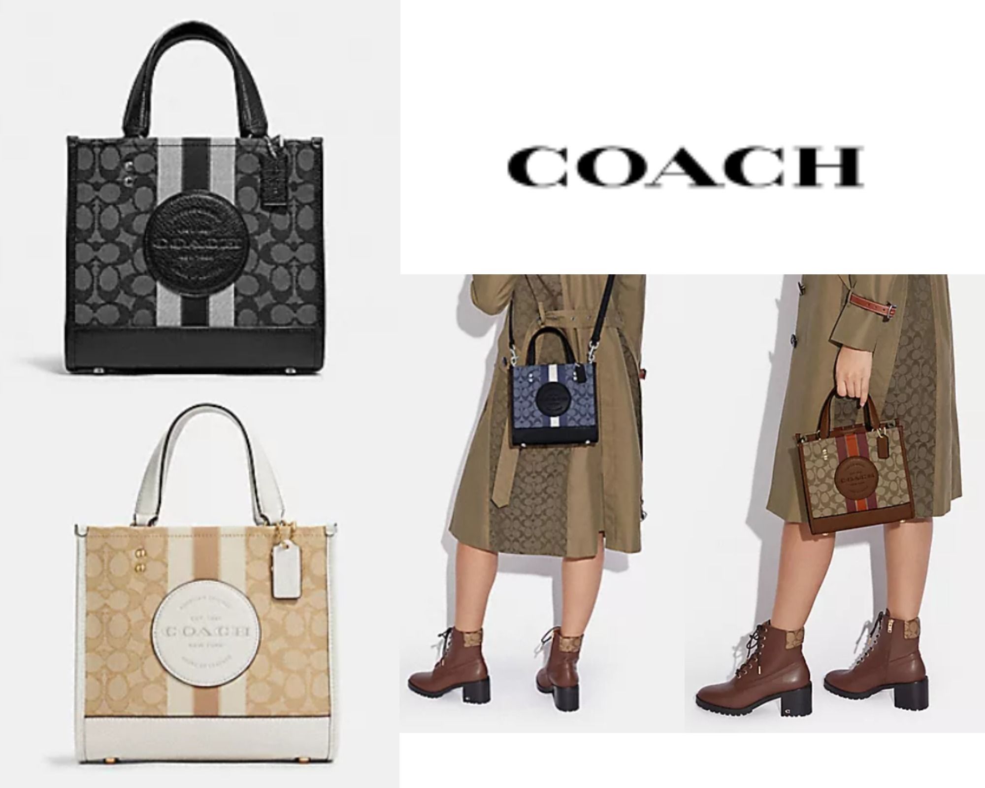 COACH】SALE☆デンプシー トート 22 イン シグネチャー/レザー (Coach