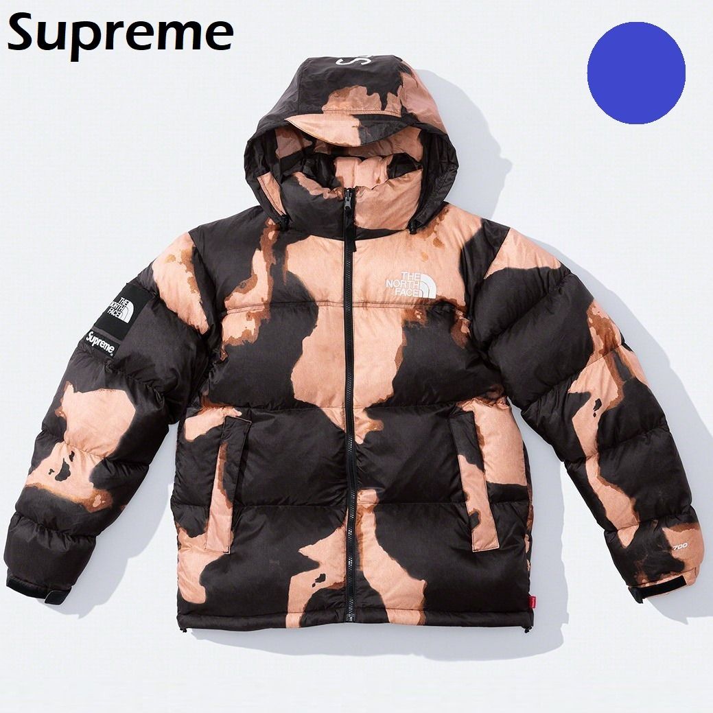 Supreme The North Face Bleached Denim Print Nuptse Jacket (Supreme