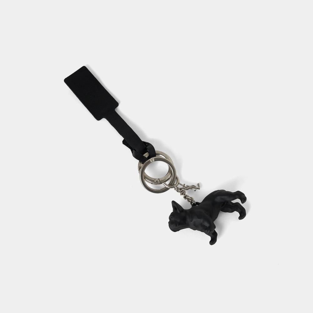 Saint Laurent】サンローランパリ刻印 ドッグキーリング/black (Saint