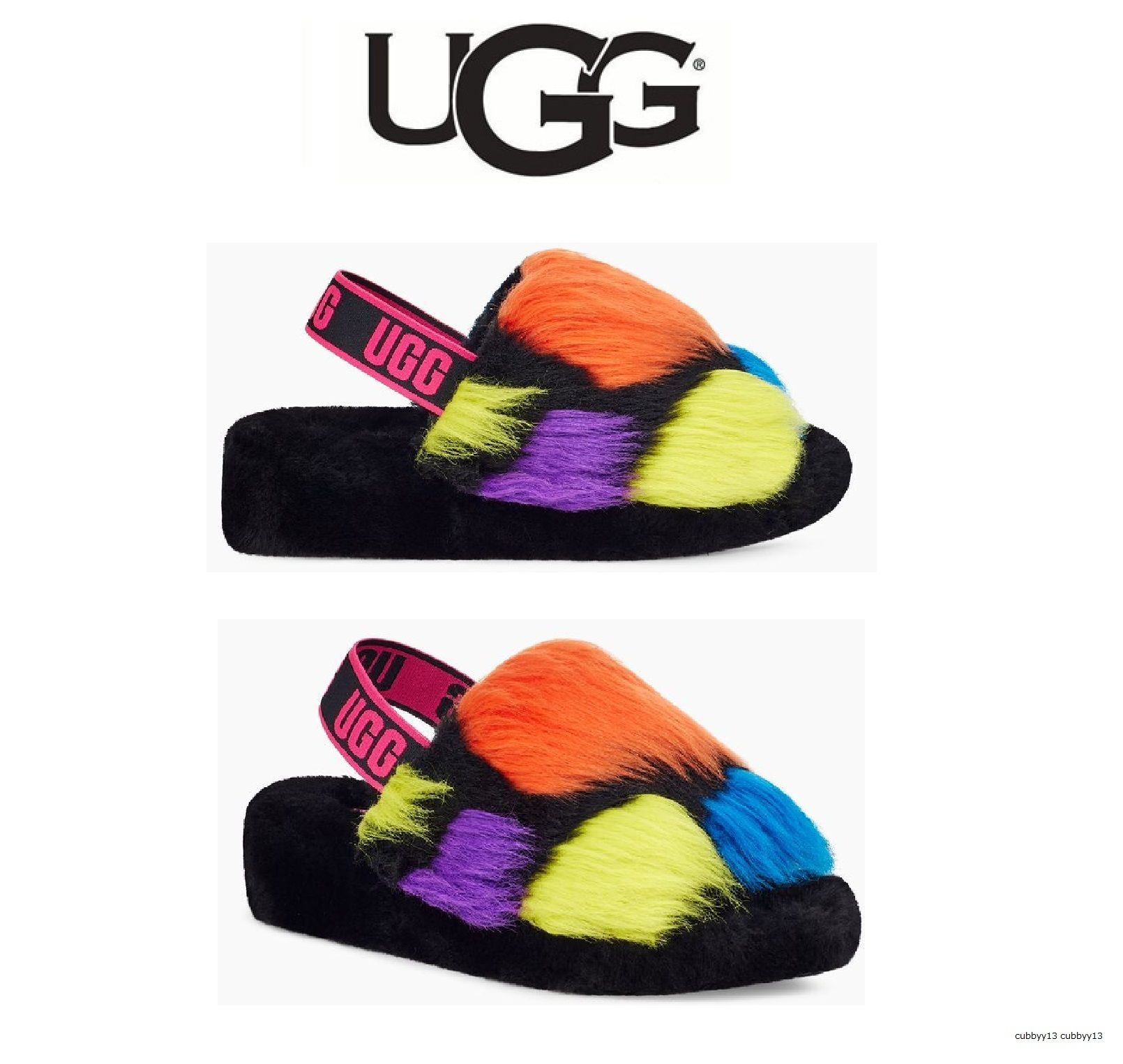 カラフル】UGG☆FLUFF YEAH PARTY SPOTSスライド (UGG/サンダル