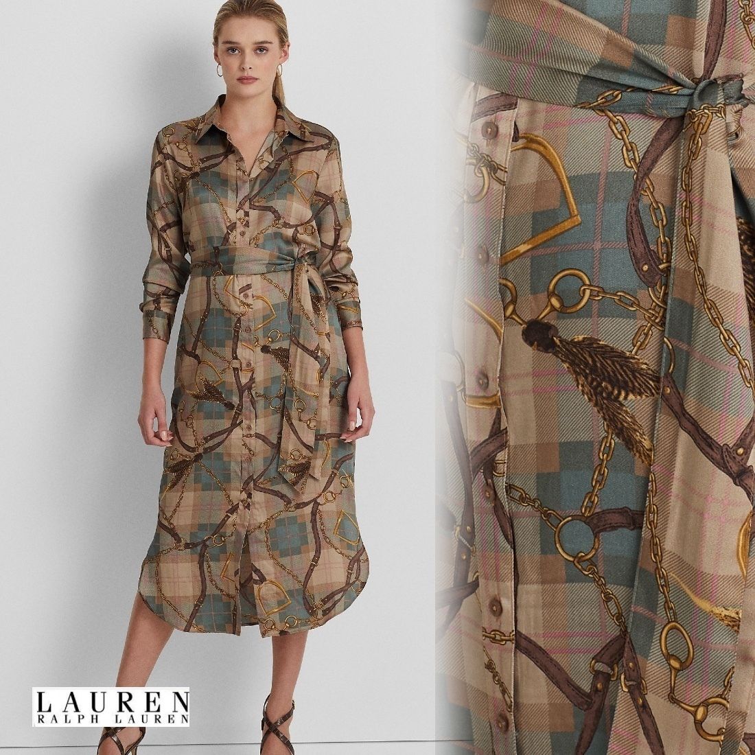 最新作 ラルフローレンベルティングプリントシャツワンピ (Ralph