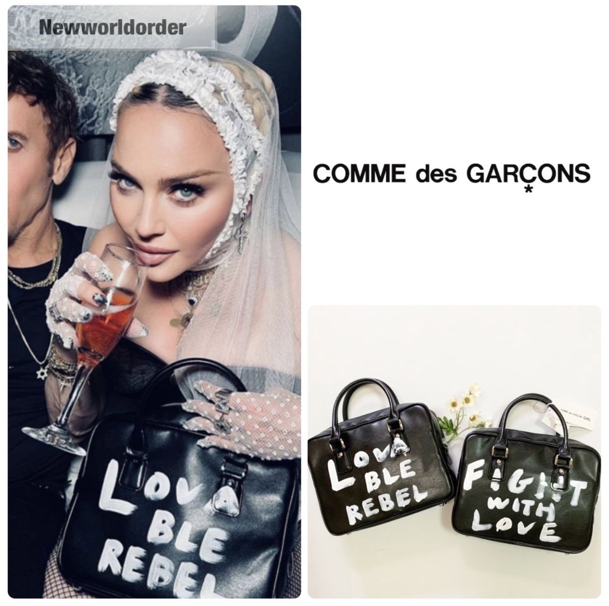 みんなの憧れ コムデギャルソン FIGHT WITH LOVE ペイントバッグ