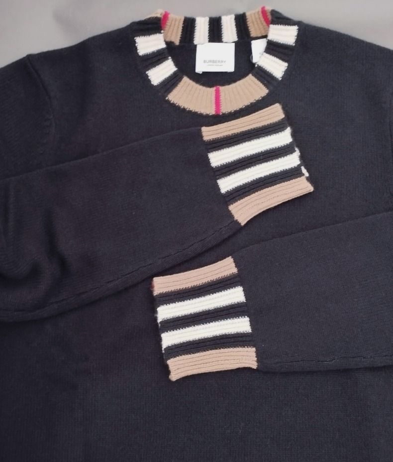 BURBERRY】ストライプヘム カシミアニット (Burberry/ニット・セーター