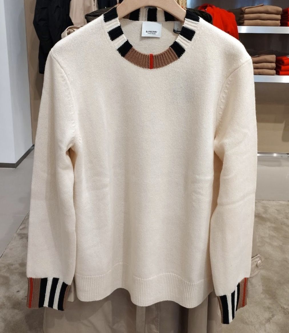 BURBERRY】ストライプヘム カシミアニット (Burberry/ニット・セーター