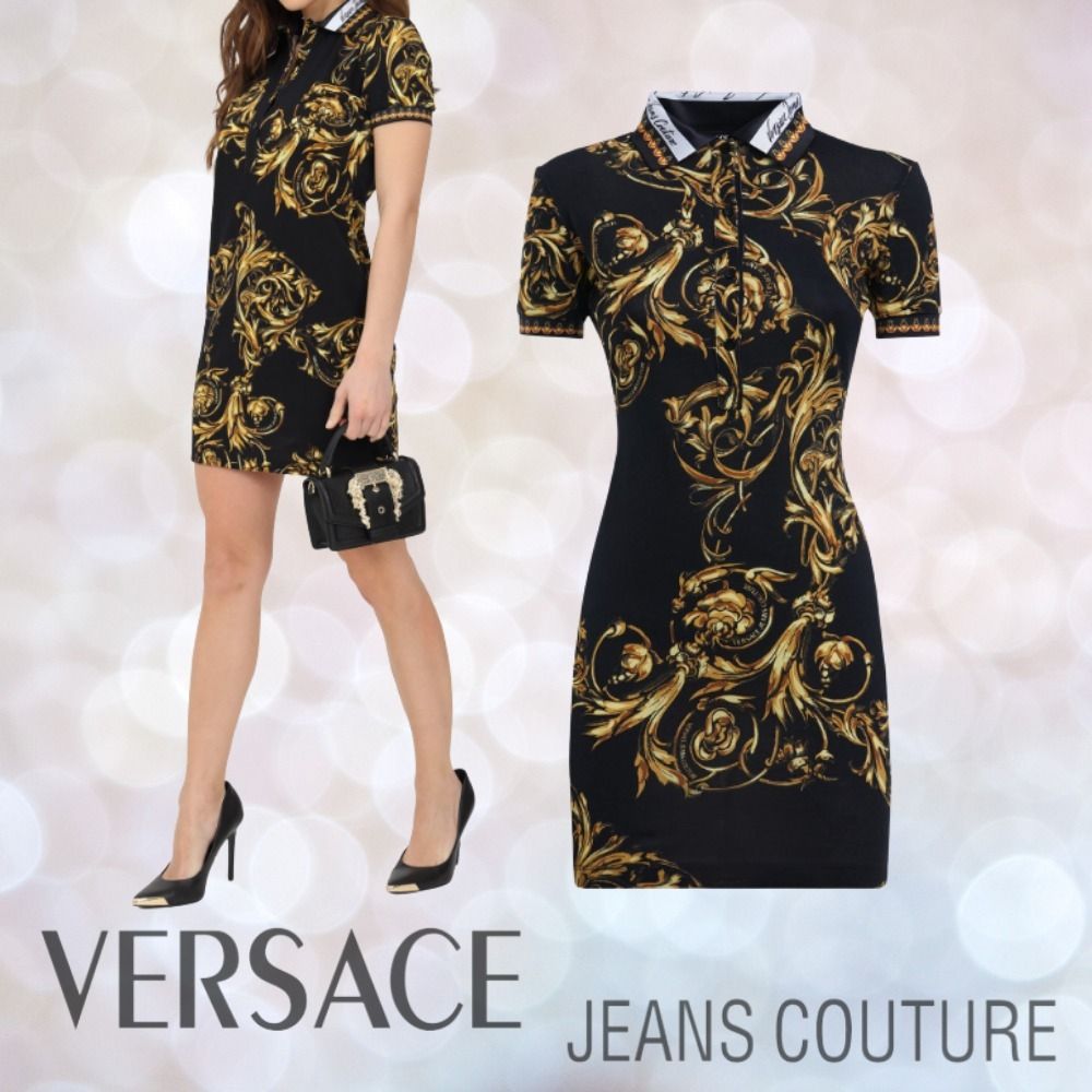 VERSACE JEANS COUTURE 2022春夏 バロックプリント ポロドレス