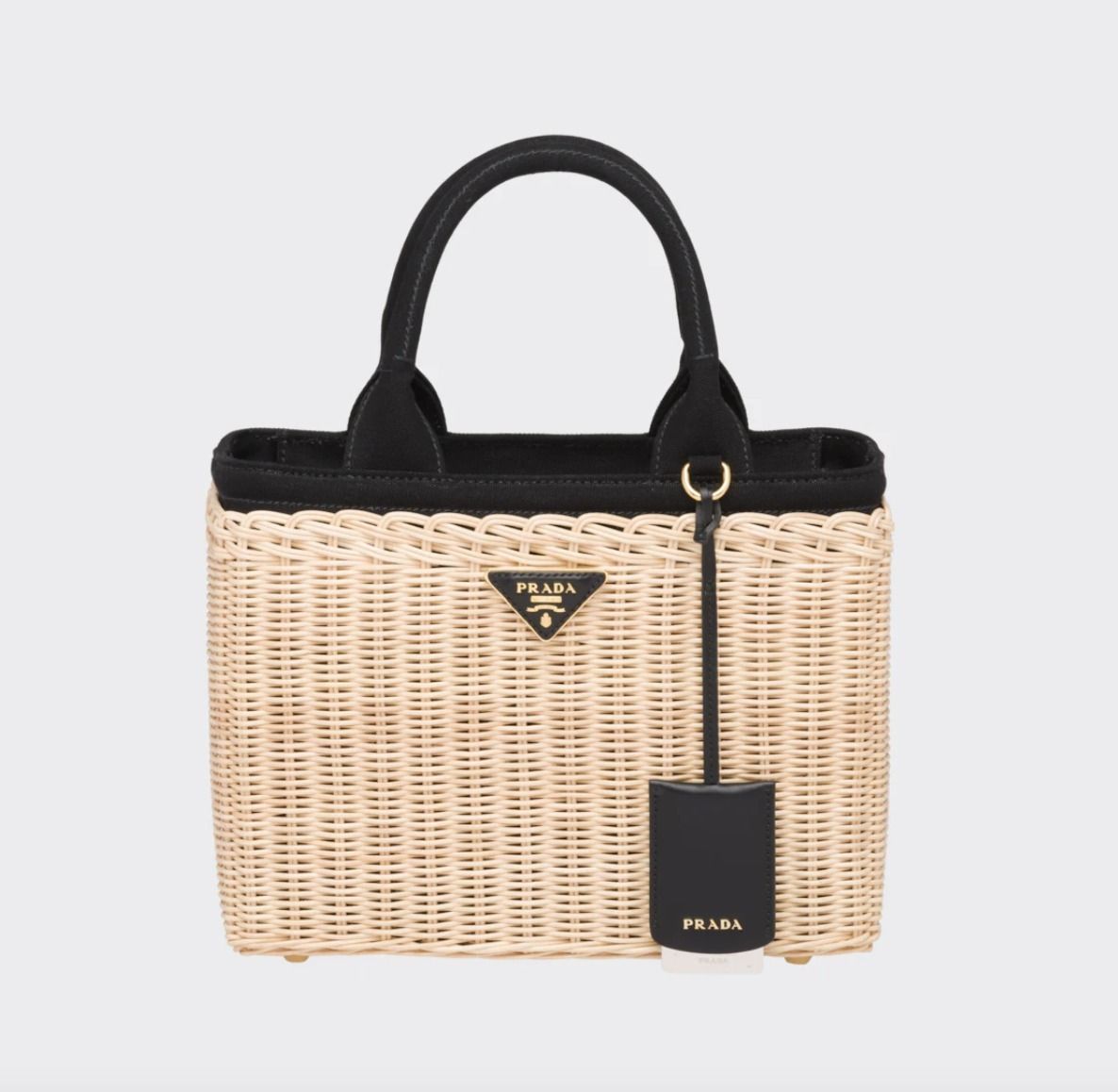 ギフト♪【国内発送☆PRADA】ウィッカーxキャンバス カゴバッグ (PRADA