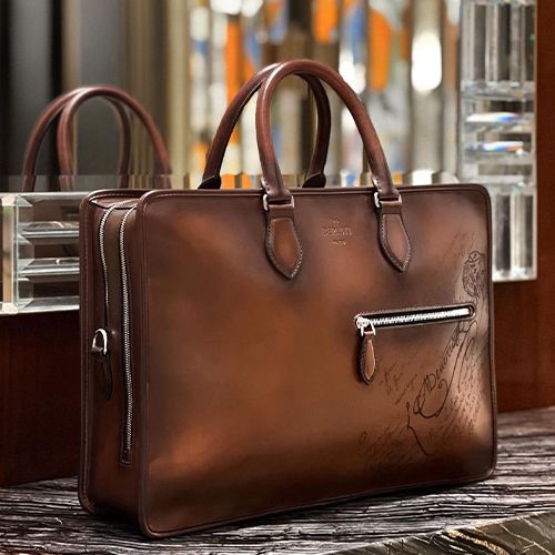 直営店買付】Berluti☆Unjour レザー ブリーフケース ブラウン