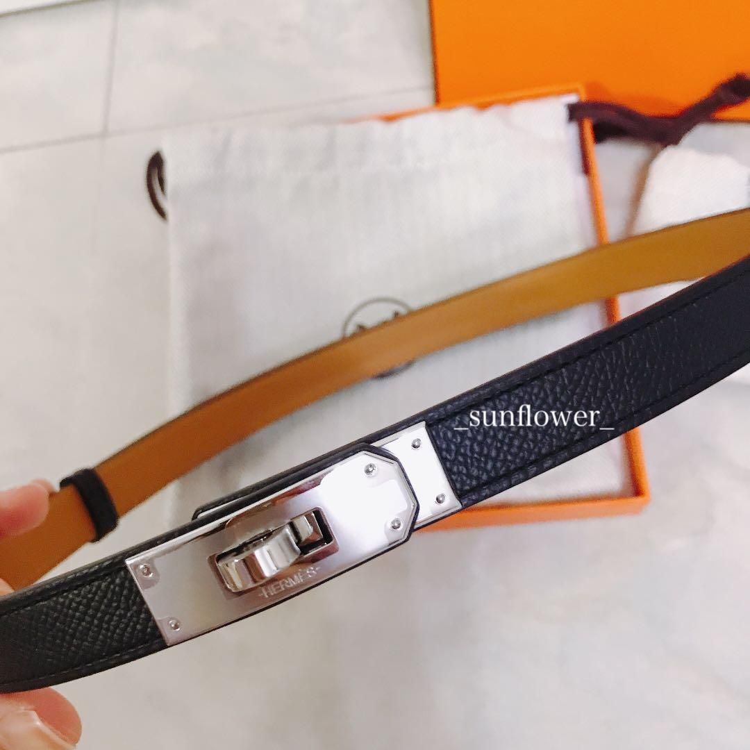 エルメス ケリー18ベルト ノワール/シルバー金具 (HERMES/ベルト