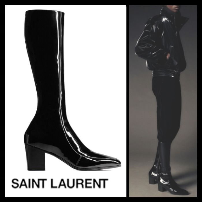 Saint Laurent ロングブーツ《OTTO》黒 パテントカーフ DHL 直営