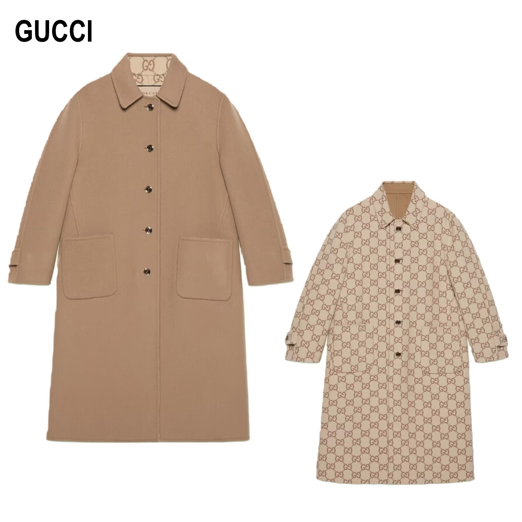 GUCCI/グッチ 】エレガント◇リバーシブル GG ウールコート (GUCCI