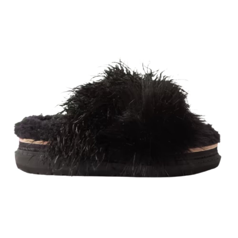 sacai フェイク シアリング ライニング フェイクファー サンダル