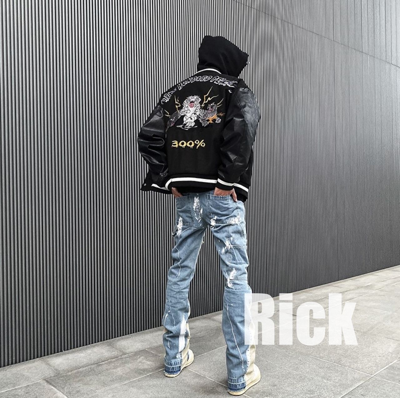 ユニセックス スタジャン 刺繍 スカジャン 韓国 B2805 (スタジャン