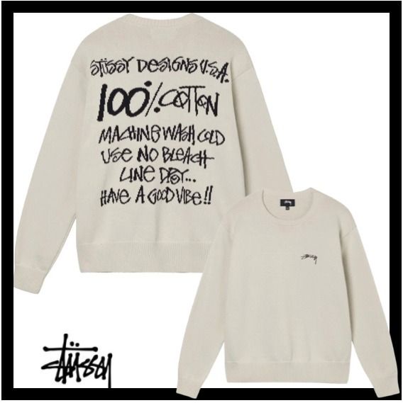 ☆送料・関税込☆STUSSY☆Stussy Care Label Sweater NATURAL