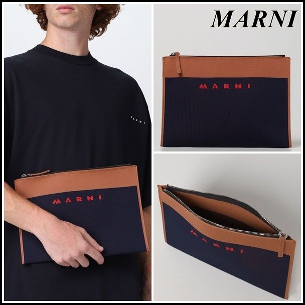 関税込】人気◇MARNI マルニ◇カラーブロック クラッチバッグ (MARNI