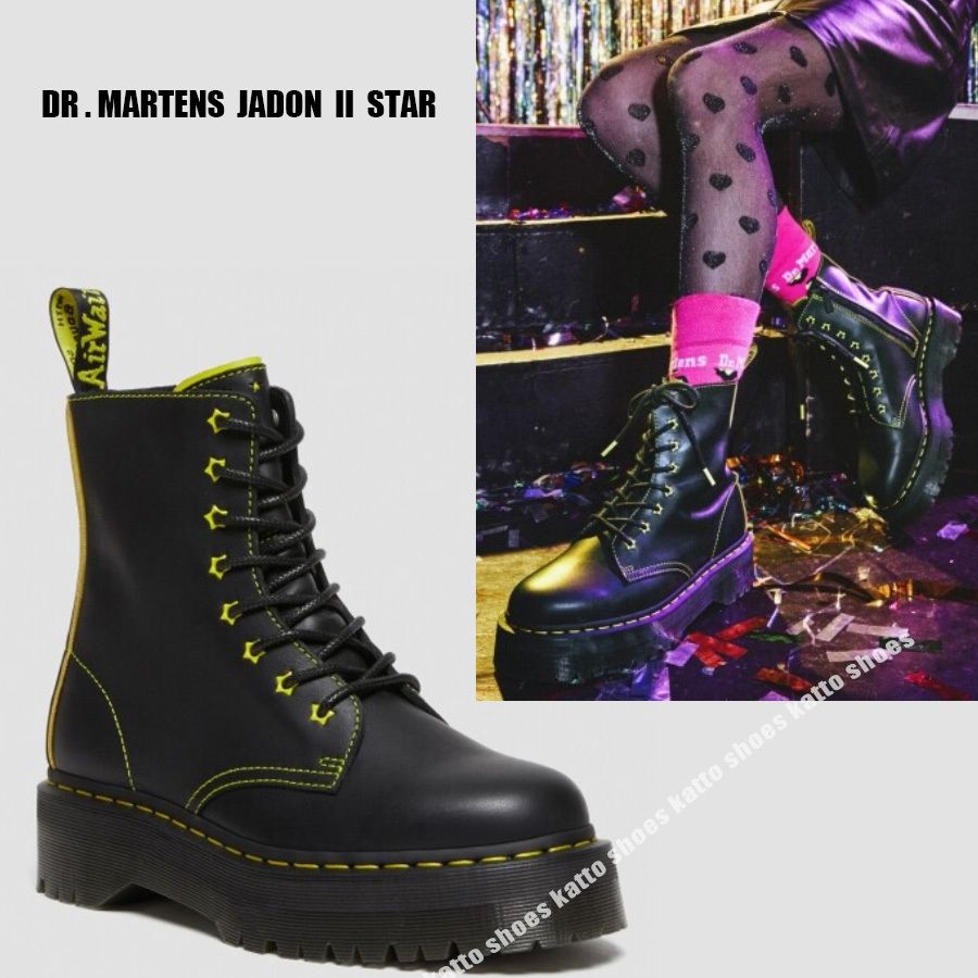 Dr Martens☆JADON II STAR☆厚底☆BLACK+SULPHUR YELLOW (Dr.Martens