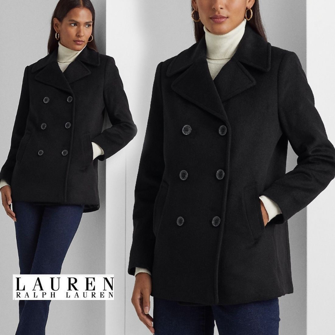 定番人気品 ローレンラルフローレン ロゴボタンPコート (Ralph Lauren