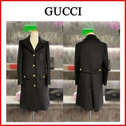 ☆GUCCI (グッチ)☆ ダブルG 刺繍 ウールコート ブラック (GUCCI