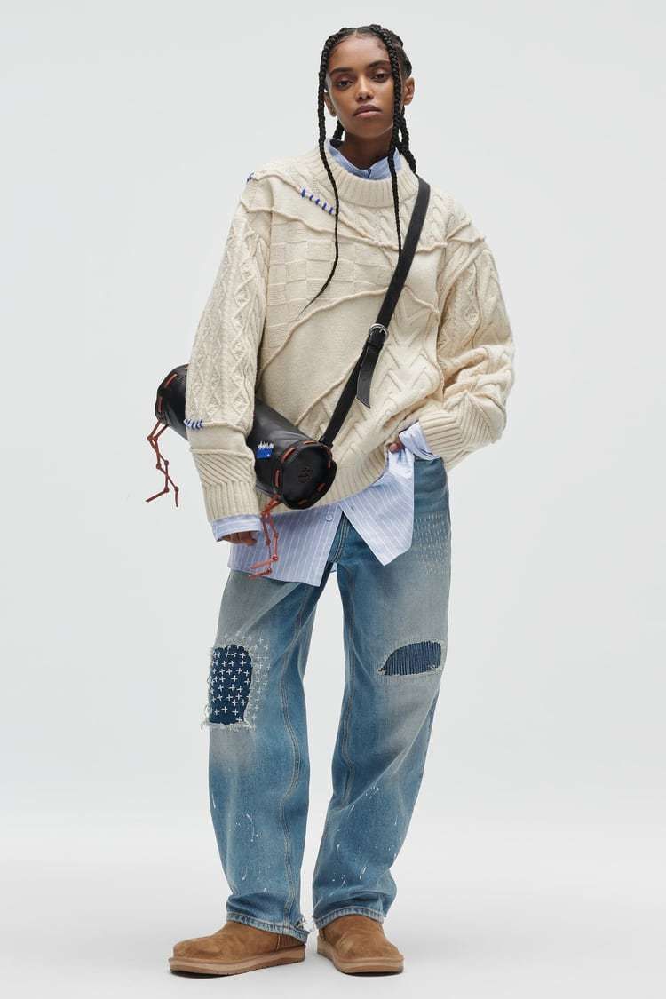 ☆【Ader Error x Zara】☆Patchwork Knit Sweate.r Cream