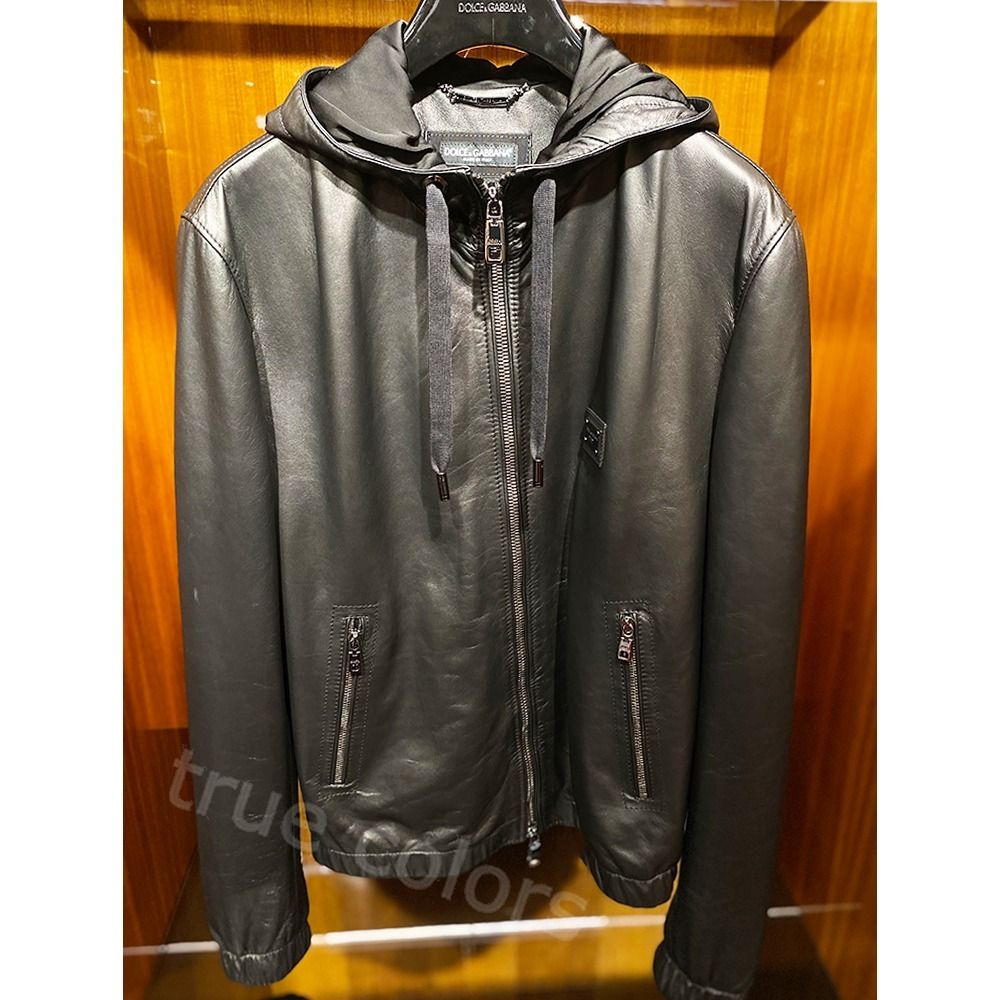 DOLCE&GABBANA 23SS フード ロゴプレート ラムレザージャケット (Dolce