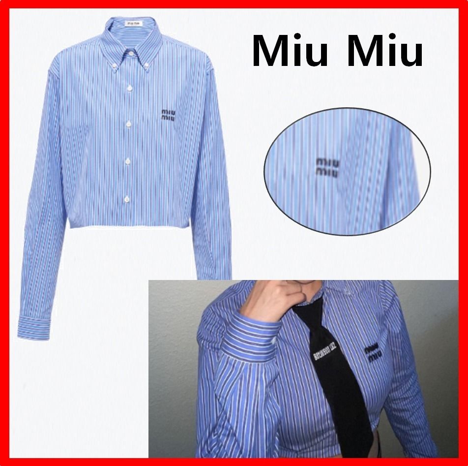 ☆【MIU MIU】☆MIU MIU 女性 ストライプ ポプリン シャ.ツ☆ (MiuMiu