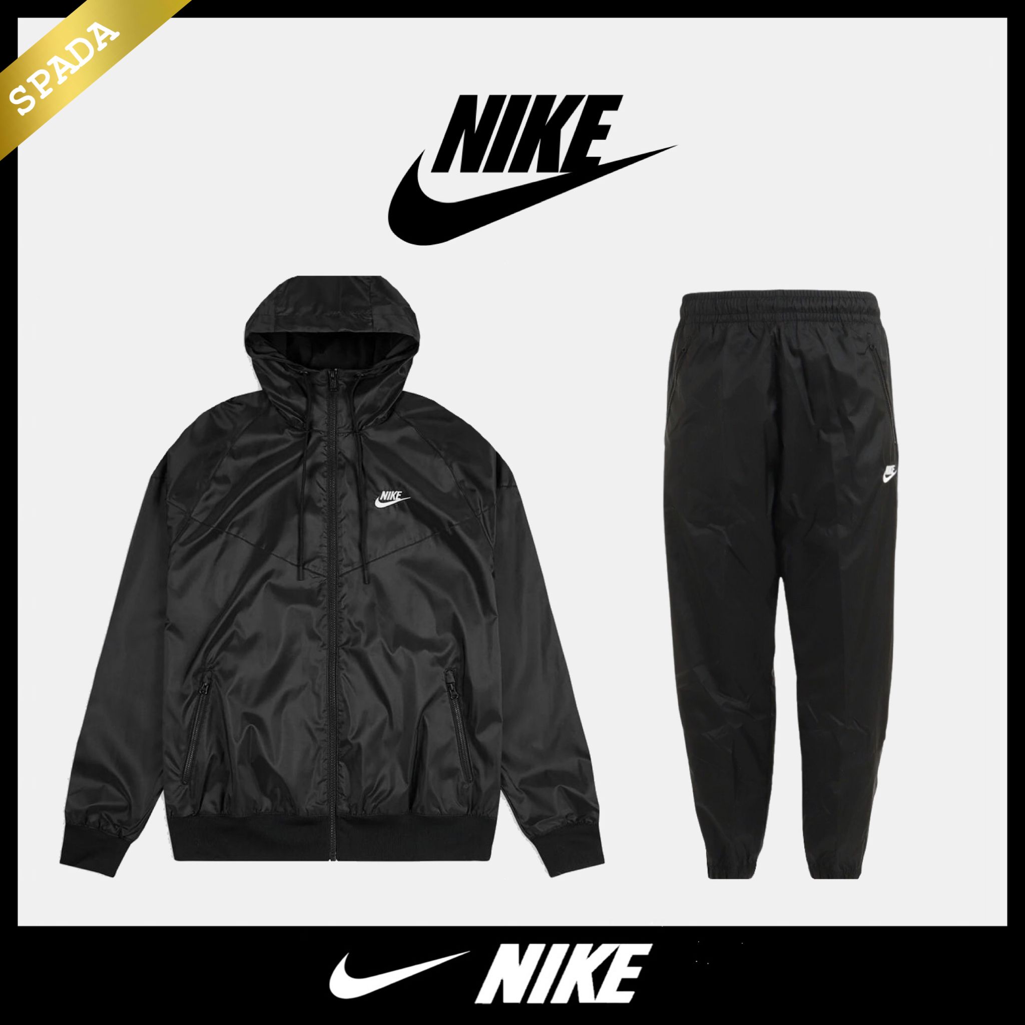 NIKE】ロゴ ウィンドブレーカー 上下セット ブラック/送料無料 (Nike