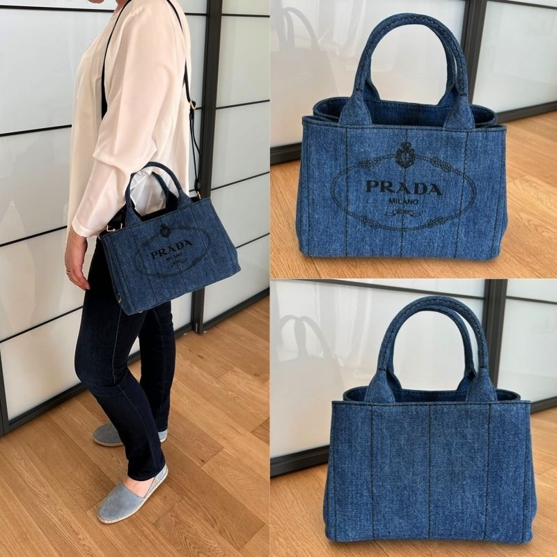 PRADA デニム ファブリック 2WAYハンドバッグ ネイビー (PRADA/トート