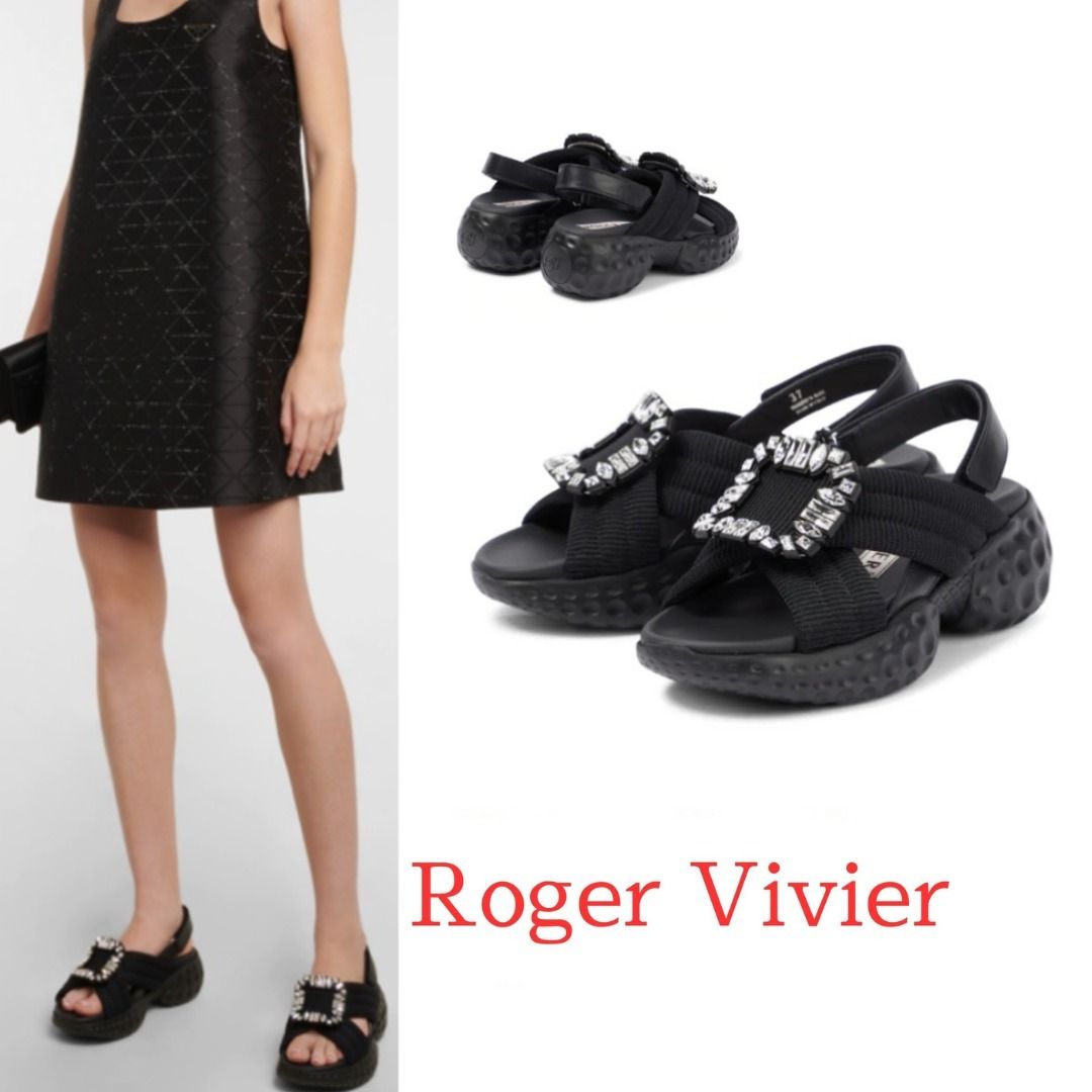 ロジェ・ヴィヴィエ】 サンダル ヴィヴラン 装飾付き ブラック (Roger