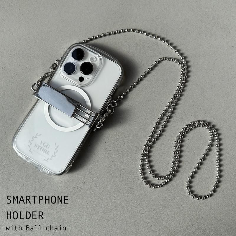 スマホショルダー ストラップ ボール チェーン シルバー 銀