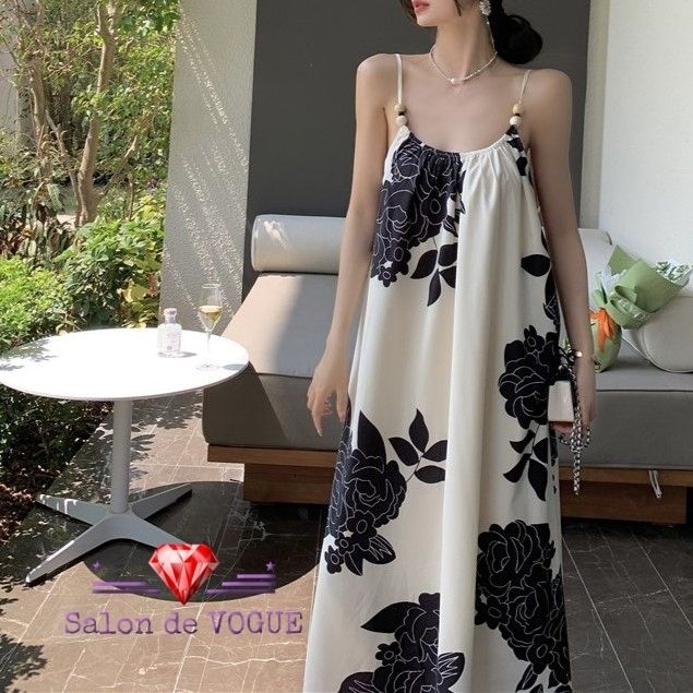 キャミワンピース 花柄 バックオープン エレガント 夏 リゾート