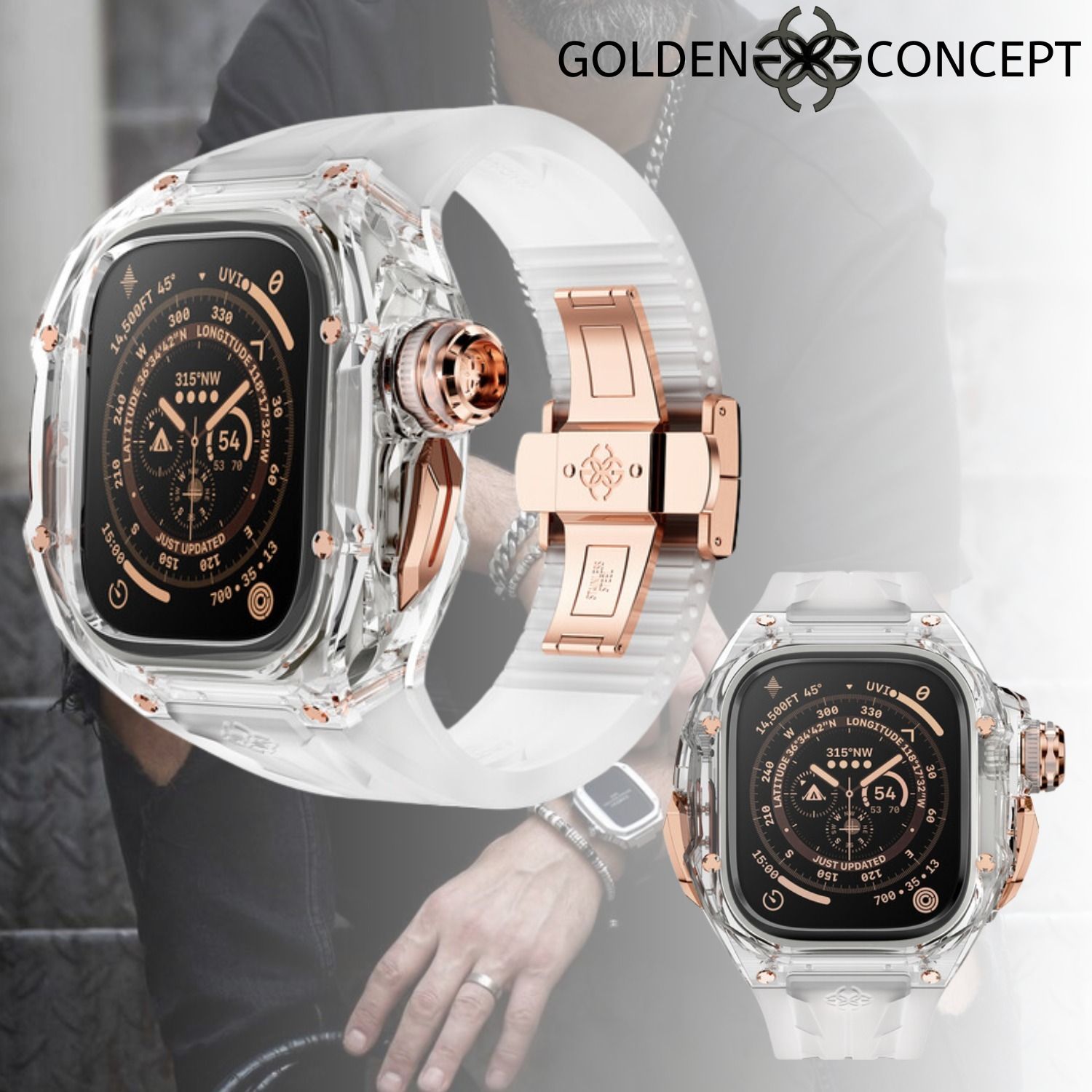 GOLDEN CONCEPT RSTR Crystal Rose アップルウォッチケース (GOLDEN