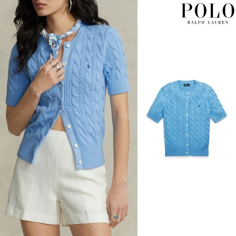 POLO R.LAUREN] カーディガン ケーブルニット 23SS ブルー (POLO RALPH