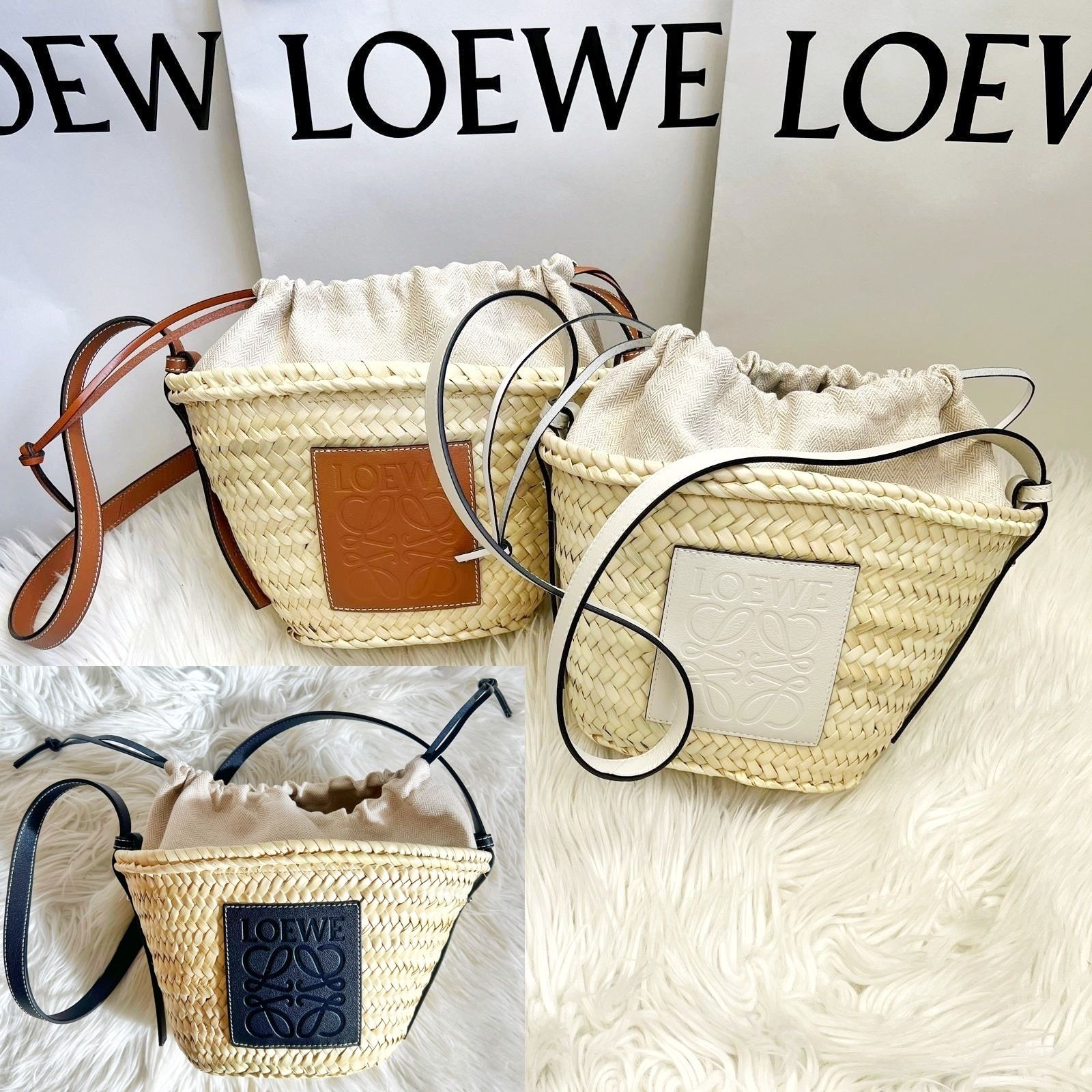 LOEWE ドローストリング バケットバッグ（ヤシの葉＆カーフ） (LOEWE